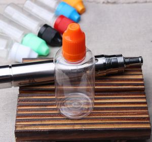 PET 50ml E Bottiglie di liquido Contagocce di plastica Bottiglia vuota di succo E Tappi colorati a prova di bambino Punte lunghe e sottili per contagocce