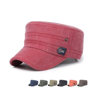 Berretto con visiera parasole in cotone berretto da donna uomo berretto piatto solido cappelli da sole snapback berretto militare per adulti regolabile berretto Whosales