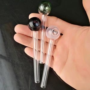 Färg raka potten glas bongs tillbehör lång 10 cm, glas rökrör färgglada mini multi-färg handrör bästa sked glas