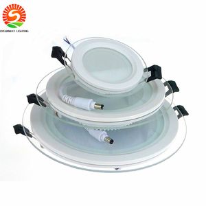 20pcs 디 밍이 가능한 LED 패널 통 36W 12W 18W 라운드 유리 천장 Recessed 조명 SMD 5730 따뜻한 차가운 화이트 LED 빛 AC85-265V