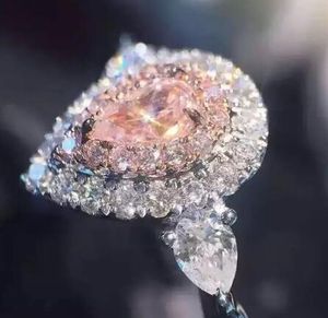 Różowe Pozłacane Diamenty Damskie pierścienie Diamenty w kształcie kropli wody