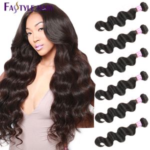 새로운 도착! Fastyle Brazilian Body Wave Hair Extensions 6 번들이 처리되지 않은 말레이시아 인디언 처녀 인간 머리 hondles cheap