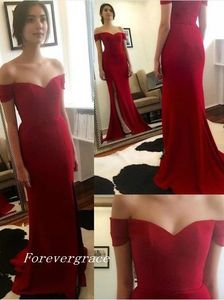 Tani czerwony kolor Długa sukienka New Arrival Elegancki Off The Ramię Wieczór Party Gown Custom Made Plus Size