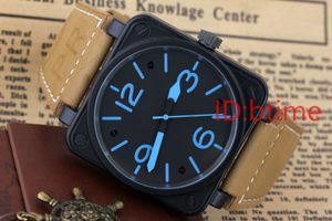Роскошные мужские автоматические механические часы ограниченной серии Bell Aviation Мужские спортивные часы для дайвинга дизайнерские мужские коричневые кожаные наручные часы