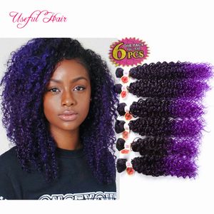 Grande promozione Nero VENERDÌ Natale 6 PZ / LOTTO colore ombre Trame di capelli sintetici Jerry curl estensioni dei capelli all'uncinetto trecce all'uncinetto tessere di capelli