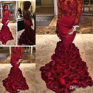 Nyaste 2017 Vår Romantiska Rose Blommor Prom Klänningar Mermaid med Applique Aftonklänning med golvlängd Plus Storlek Luxury Women Prom Dress