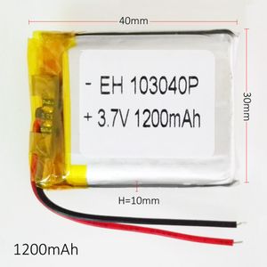 Model 103040 3.7V 1200mAh Lithium Polymer Li-Po Rechargeable Battery For Mp3 DVD PAD mobile phone GPS power bank Camera E-books recoder