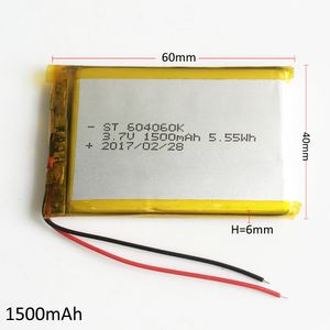 Modell 604060 1500mAh 3.7V Lipo Uppladdningsbart batteri Litiumpolymercell för MP3 MP4 MP5 PSP DVD-mobiltelefon GPS-kamera e-böcker omkodare