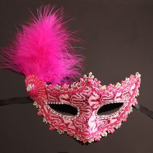 Máscara de olho de pena de renda veneziana, moda sexy, bela princesa, performances de festa, halloween, máscaras de festa, máscara de boate