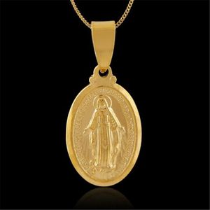 18 K Banhado A Ouro Virgem Maria Colar de Pingente de Vintage Na Moda Religiosa Cruz Designer de Jóias Para As Mulheres Acessórios Halloween Presente de Natal