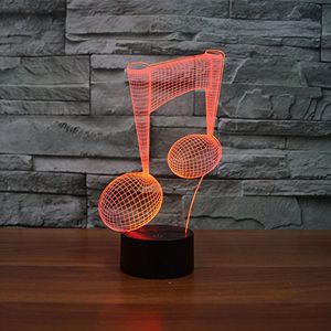 Nowoczesna nuta muzyczna 3D lampa czujnika złudzenia optycznego z inteligentnym dotykowym kablem USB 7 kolory Zmień atmosferę noc światła na Świąteczne Święto Dziękczynienia