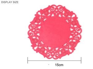 100 pçs / lote 15 cm / 19 cm Colorido Lace Flor Oco Silicone Mesa Resistente Ao Calor Mat Copo de Café Coaster Almofada Placemat Pad