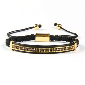 Wholesale 10pcs Fashion Mens Jewelry Micro Pave Brass Black Cz Double Long Tube Watch Protector Macrame Bracelets