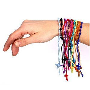 Handgjorda Lucky Flätat Rope Knot Charm Armband Nylon String Cross Bangle Party Decor for Women Girl