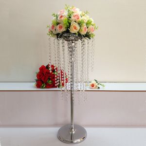 New 73 cm height silver crystal road lead props wedding table party centerpiece flower rack holder home decor 1 lot=10 pcs