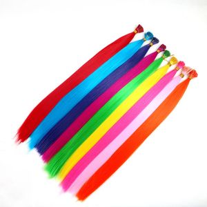 Colorful Pre-bonded Stick I Tip Synthetic Hair Extensions 22inch 1g/Strands Loop Micro Ring Hair Popular