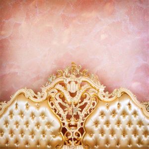 Golden Headboard Bed Photo Backdrops Pink Wall Newborn Baby Kid Photography Studio Background Indoor Room Booth Shoot Prop