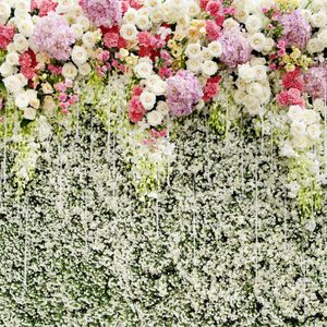 White Pink Lilac Flowers Wall Wedding Photography Backdrop Romantic Printed Stage Curtain Floral Studio Photo Shoot Background