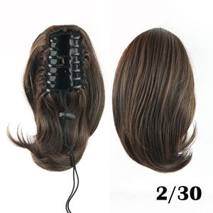 bez koronki dzienne peruki cosplay włosy peruca pelucas 1 pc 70g 25 cm syntetyczny włosy pazur clip ponytail fryzury kręcone czarny brązowy kucyk krótki p