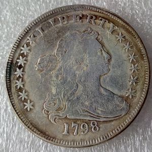 Monete degli Stati Uniti 1798 Busto drappeggiato Ottone placcato argento Dollaro Copia moneta