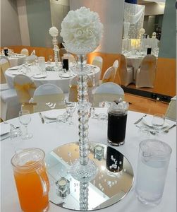 Akryl Crystal Pillar Candle Holders Set med AcryLice Crystal Dimond Decoration för bröllopsbord