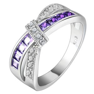 Victoria Wieck New Women Fashion Jewelry 10KT White Gold Filled Multi-Gemstones Princess Cut CZ Diamond Wedding Girls Belt Ring for Lovers