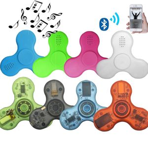 تدور الأعلى LED Bluetooth Music Fidget Crystal Spinner Finger Hand Tri Tri Spinner Handspinner EDC Toy Toy Toy Toy في صندوق البيع بالتجزئة