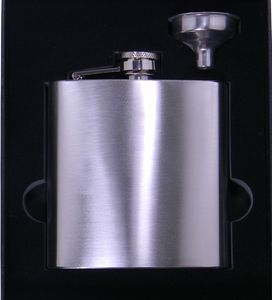 Sliver stainless steel 6oz hip flask in black gift box packing ,Foam inner