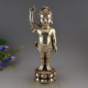 Détails sur La Chine Argent Bouddhisme Tapınağı Bouddhiste Lotus Garçon Sakyamuni Bouddha