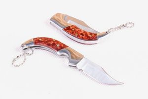 Offre spéciale Chine Brand Loup Petit couteau pliant 440C 56HRC Lame de finition Satin Keychain Keychain Couteaux de poche EDC emballage en plastique