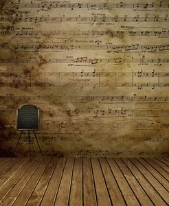 5x7ftの音楽ノート壁写真の背景レトロなヴィンテージ木製の床屋内子供の背景キッズスタジオの装飾写真壁紙小道具