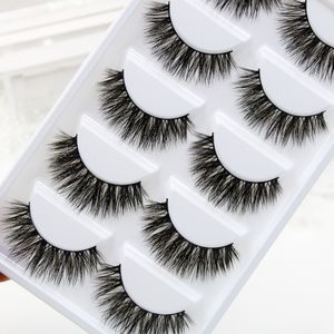 014 Handgemachte dicke falsche Wimpern aus Wasser-Nerz, Natur, lang, kreuz und quer, unordentlich, konisch zulaufend, falsche Wimpern, Baumwolle, Make-up, Augenwimpern, 1 Box, 5 Paar