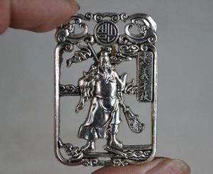 Vieille Collection D￩coration Miao Argent Scultura Guan Gong Statue Pendentif/Amulette