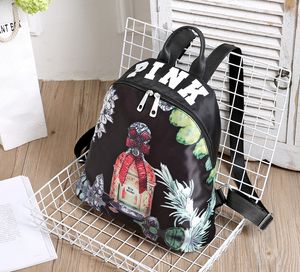 2017 New style Women Leather EXO School Backpack Preppy Style Small Printing Travel Floral Backpack For Teenage Girls Bag mochila feminina
