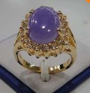 Детали о благородных красивых довольно фиолетовый нефрит овальные кольца размер:7 8 9