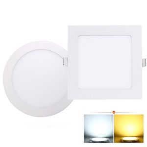 Ultra Thin LED Panel Light Round/Square 3W 4W 6W 9W 12W 15W 18W Real Power LED-tak infälld Light AC85-265V LED Downlight med detaljhandelslådan