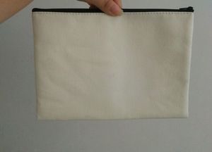 10pcs 7*10in White cotton canvas cosmetic bags DIY women blank plain zipper makeup bag phone clutch bag Gift organizer cases