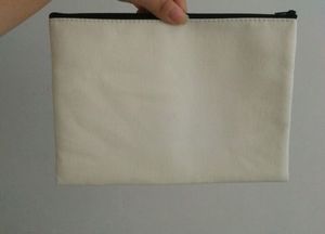 10pcs 7 * 10in borse cosmetiche in tela di cotone bianco donne fai da te vuote pianura borsa per trucco con cerniera pochette per telefono custodie per organizzatore regalo