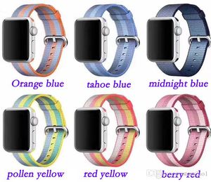 38 mm 42 mm Smart Straps-Armband für Apple Watch Serie 6 SE 5 4 1 2 gewebtes Nylonband in 13 Farben Passend für iWatch 44 mm 40 mm buntes Muster mit klassischer Schnalle