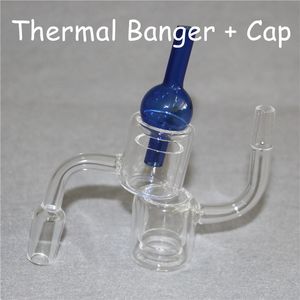 XXL DoubleWall Quartz Thermal Banger Nail Hookahs + Bubble Carb Cap 10mm 14mm 18mm Man / Kvinna Dubbel Tubermal Bangers för Bongs