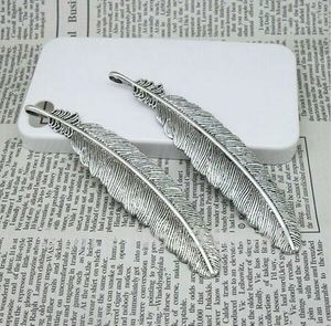 30pcs/lot Metal Zinc Alloy Large Feather Charms Feather Pendants Vintage Silver bronze Diy for jewelry makings 21*105mm
