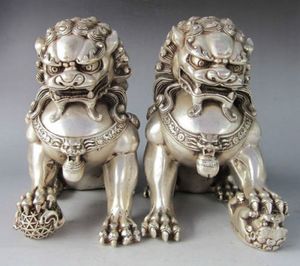 Coleção Guardião Porta Phylactery Tibetan Silver Lion Statue