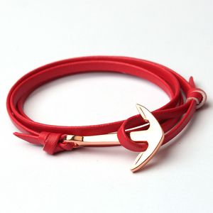 Multilayer Leather Charm Bransoletki Gold Stop Kotwica Bransoletka Moda Bangle Biżuteria