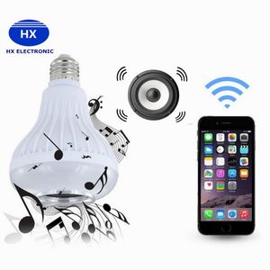 Gorąca sprzedaż Bezprzewodowa 12W Power E27 LED RGB Głośnik Bluetooth Żarówka Lampa Light Light Playing RGB Oświetlenie z pilotem CE