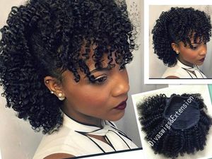 African American Afro Ponytail Förlängning Mänskliga hår Ponytails Afro Kinky Clip i Real Remy Hair Drawtration Ponytail Gratis frakt 120g