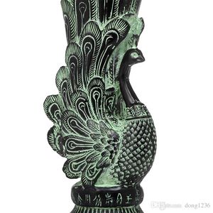 Bronze Mascote Vaso de Cobre Pavão Fung Shui Feng Wen Zun Bronze Bronze Dinastia Ding Han adereços de casamento