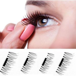 Fabriksförsäljning Magnetisk 3D Mink Fasle Eyelash Reusable Extension Magnetic Eyelashes Makeup 4pcs / par