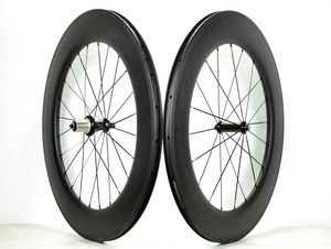 Free shipping 700C 88mm depth road bike carbon wheelset 23mm width Clincher/Tubular carbon wheel 3K matte weave u-shape rim