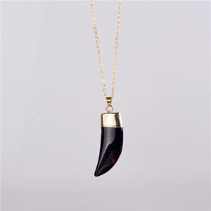 2017 Nya vintage Bullet Quartz Crystal Necklace Pendant for Women Gold Chain Natural Stone Amethyst Halsband hängsmycken Bijoux 7319