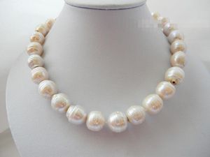 17 '' 15MM weiße wiedergeborene runde Süßwasserperlen-Halskette